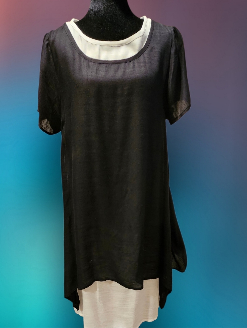 ✨️SHIPPING DISC- Zara Black Tunic with Cream Underlayer